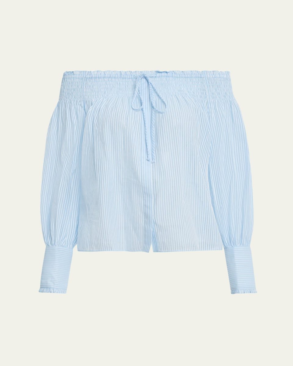 Robin Striped Off-Shoulder Boxy Blous
